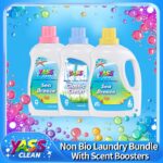 Yass Clean Non Bio Sea Breeze &Cream Coconut Laundry Bundle, 32 Washes 1.5L Concentrated Laundry Detergent, 32 Washes 1.5L Sumptuous Fabric Softener, 1.1KG 1.5L Sumptuous Scent Booster Laundry Beads,Outstanding Stain Removal