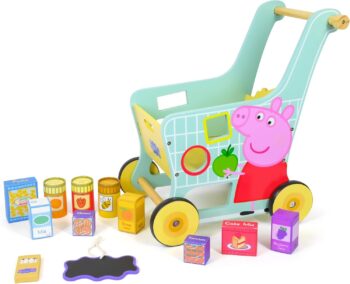 Peppa Pig Play Set for Toddlers Age 3+, Play Set for Pretend Play, Party Set for Children, Durable Wooden Kitchen Toys, Fun Set for Toddlers and Kids (Shopping Trolley)