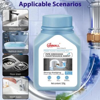 [Stock Promotion] ENMALL Powerful household safety grade oil pipe, drain cleaner,sewer, bathroom unblocker - dissolves blockages and kills 99.9% of bacteria（3 boxes）
