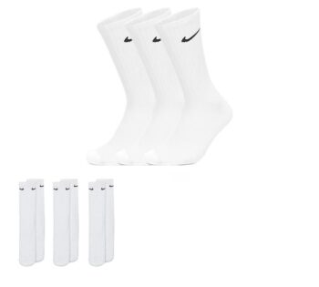 Nike Everyday Essential Lightweight Training Crew Socks Unisex [ 6 Pairs ] with Dri-FIT Technology Breathable and Comfortable for Gym Training and Daily Wear, Cushioned Fit for All-Day Support During Sports Socks, Mens and Womens Socks