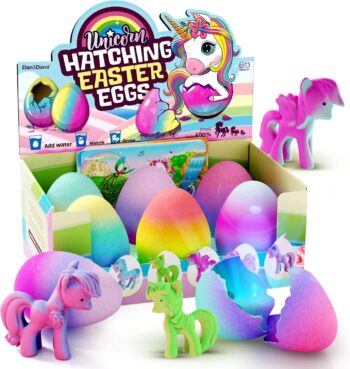 Dan&Darci Unicorn Hatching Surprise Eggs for Kids - 6 Pack - Grows 600% - Basket Stuffers - Easter Toys for Girls 3-8 - Birthday Gift - Party Favors for 3+ Year Old Girl - Gifts for Ages 3 4 5 6 7 8