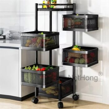 Rotating Storage Rack, Fruit & Vegetable Basket, Bathroom Shelf, Kitchen Organization Rack