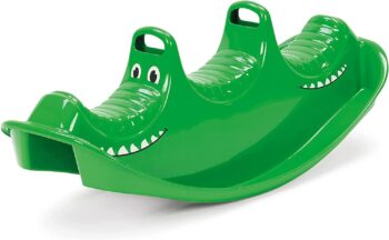 Dantoy 3 Persons Rocker and Seesaw, Durable Plastic with 3 Seats and Made in Denmark – Green Crocodile